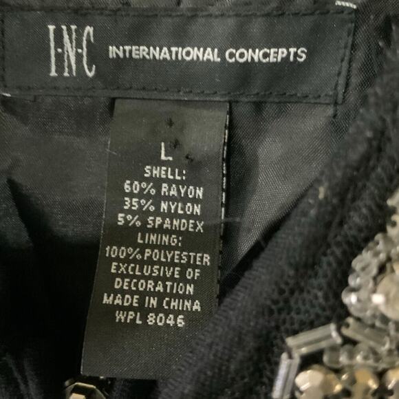 INC International Concepts Suit Jacket Blazer Womens L Full Zip Beaded Formal - Picture 10 of 10